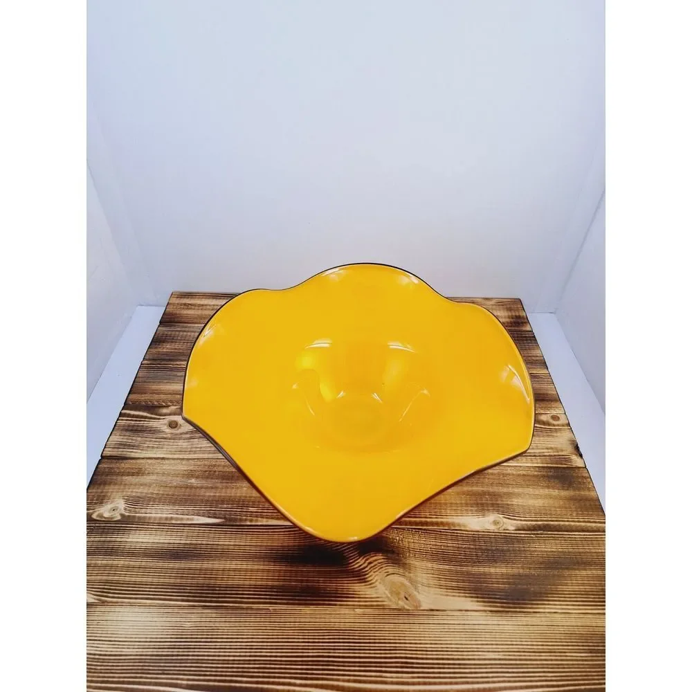 Vintage Teleflora‎ Gift Beautiful Orange Flower / Candy Glass Bowl Pedestal Base